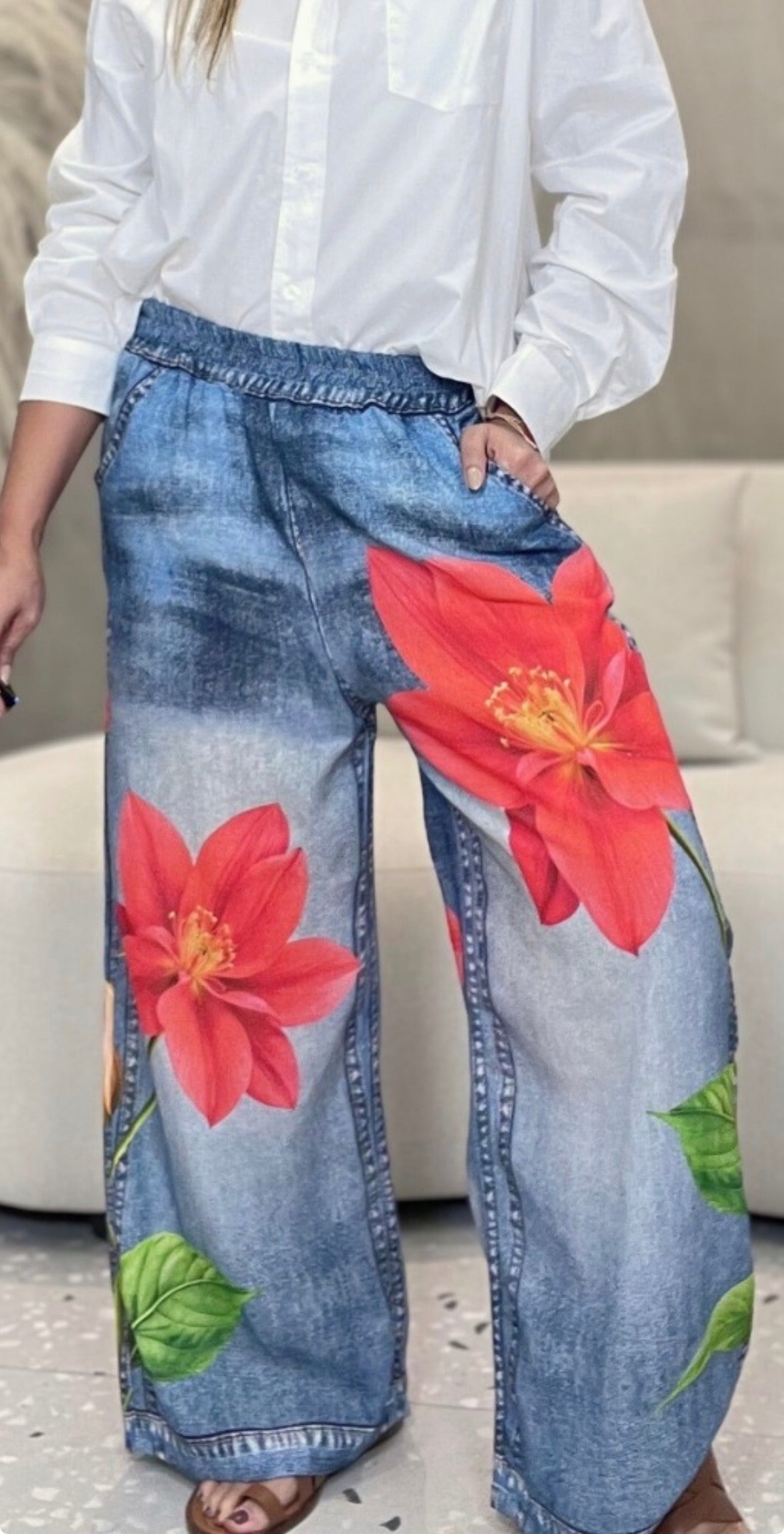 PANTALON PALAZZO LINO ITALIANO LIKE JEAN